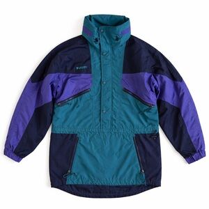 Columbia Vintage 90s Colorblock Ski Jacket Winter Outdoor Teal Purple Navy M